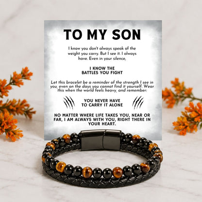 To my Son - Tiger Eye Bracelet NEW - I know the battles you fight