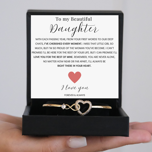To my Beautiful Daughter - Forever and Always - Infinity Heart Bracelet