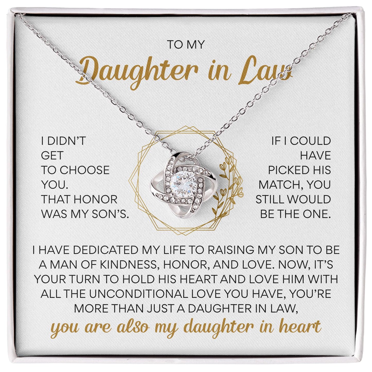 To My Daughter In Law - Love Knot necklace
