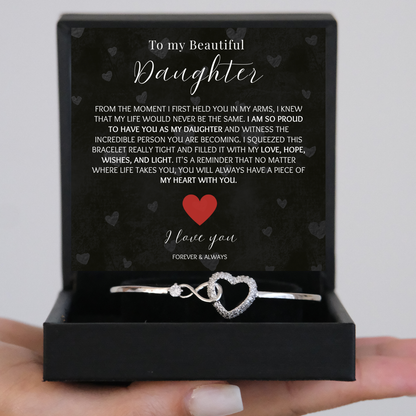 To my Beautiful Daughter - Forever and Always - Infinity Heart Bracelet
