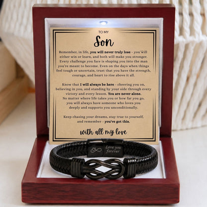 To my Son -Black Infinity Bracelet - With all the love