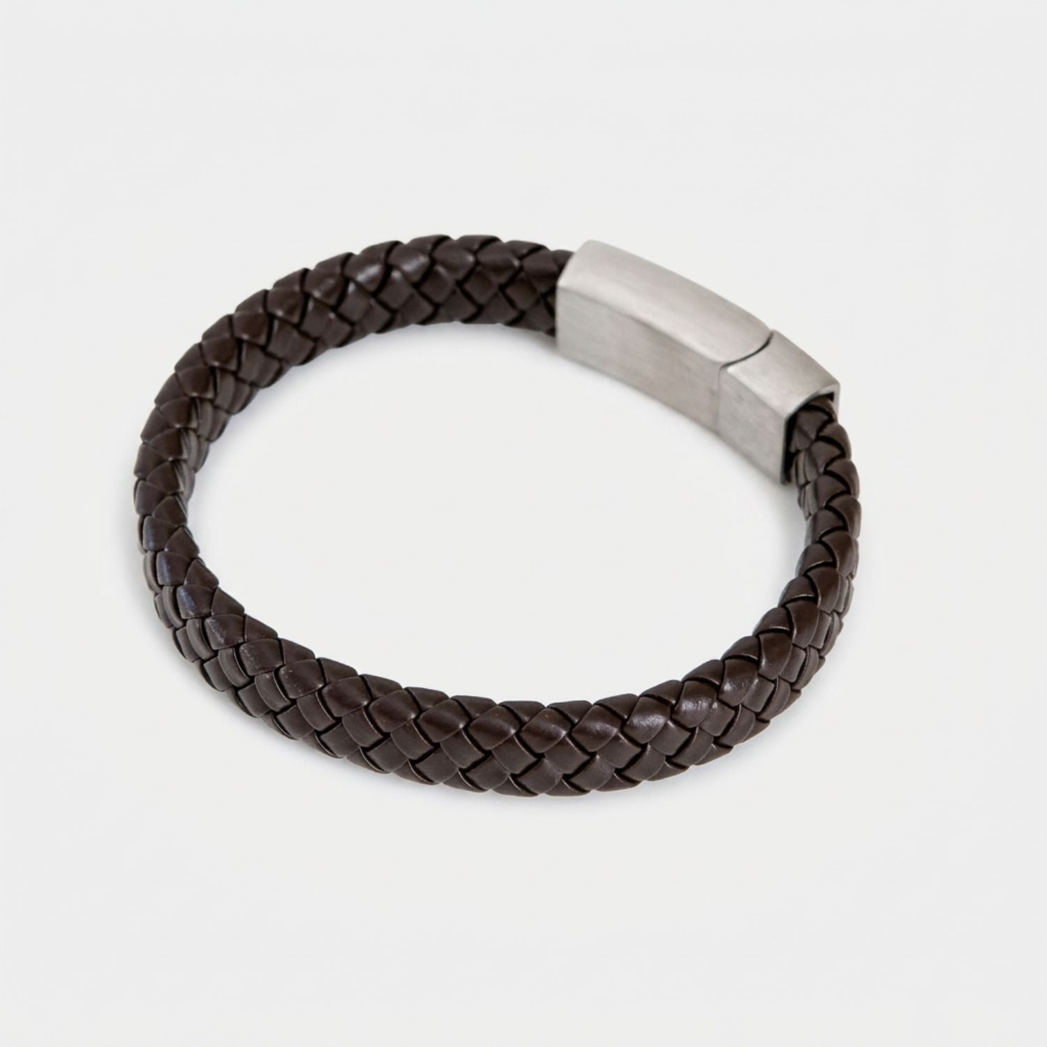 Braided leather bracelet in gift box with message card