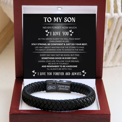 To my Son Black Braided Bracelet TN111