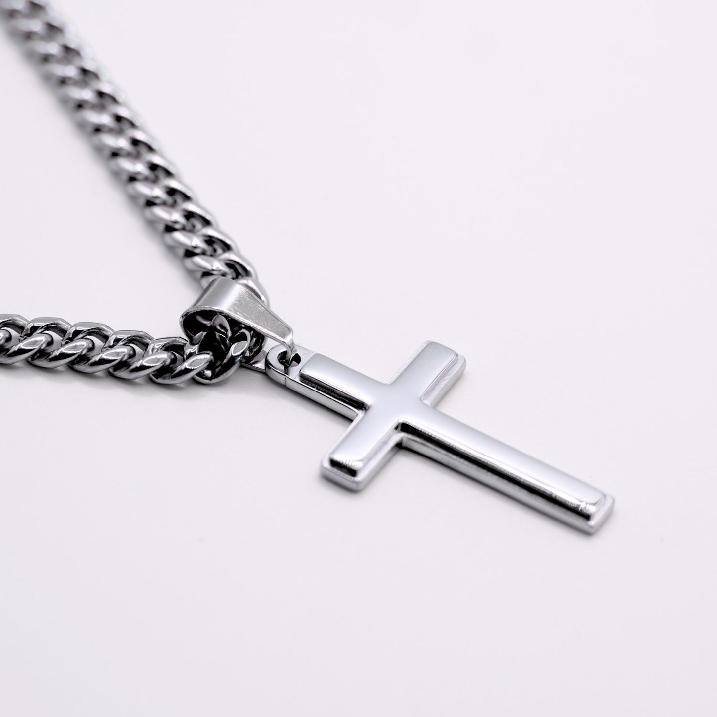 To My Son - Love Dad - Artisan Cross on Cuban Link Chain - Gift Set - SS542D