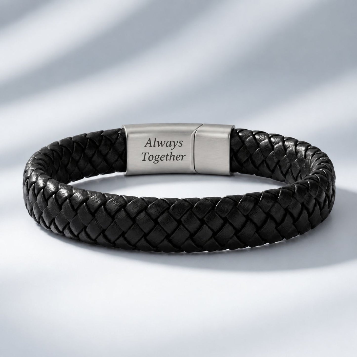 To My Dad - Engraved Braided Leather Bracelet