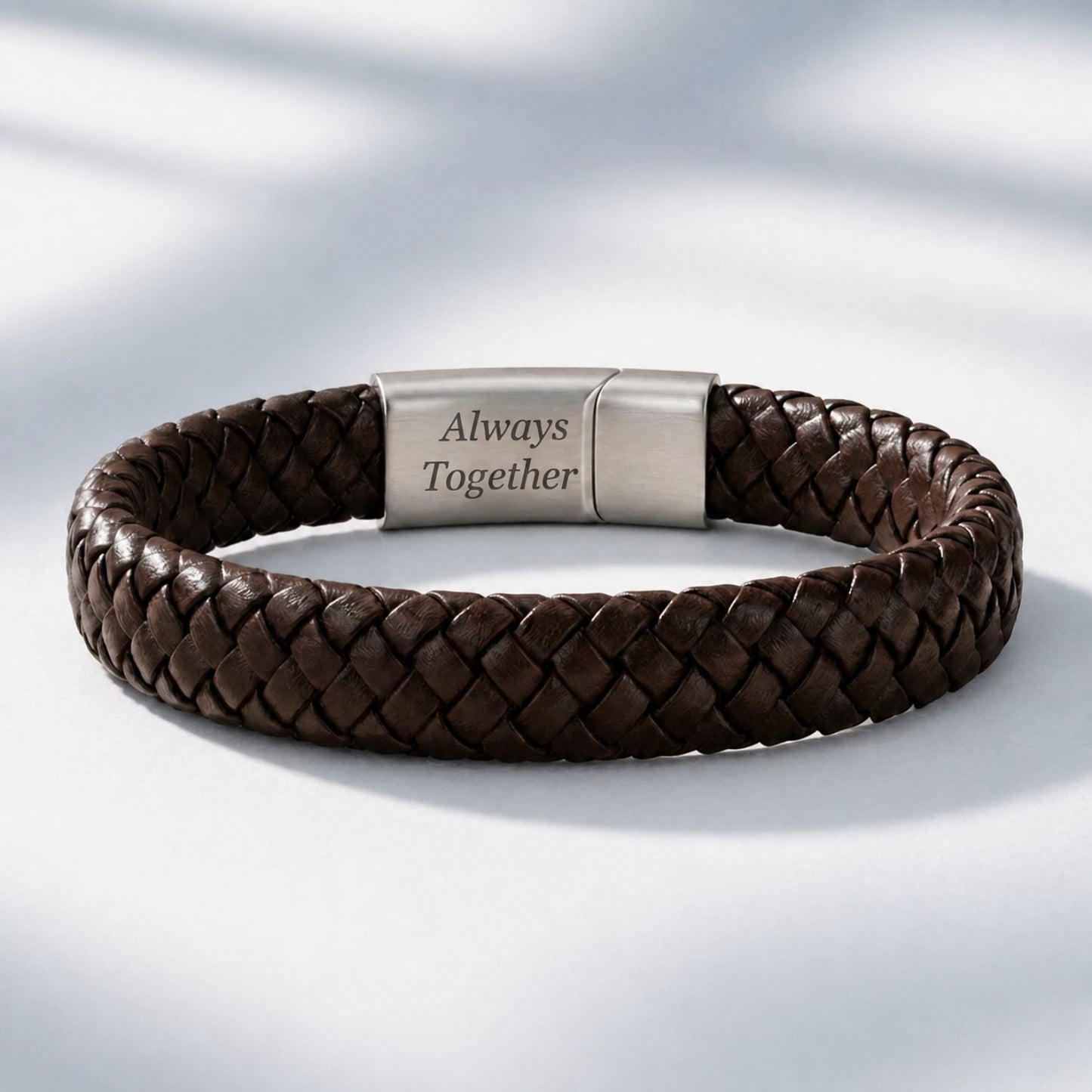 To My Dad - Engraved Braided Leather Bracelet