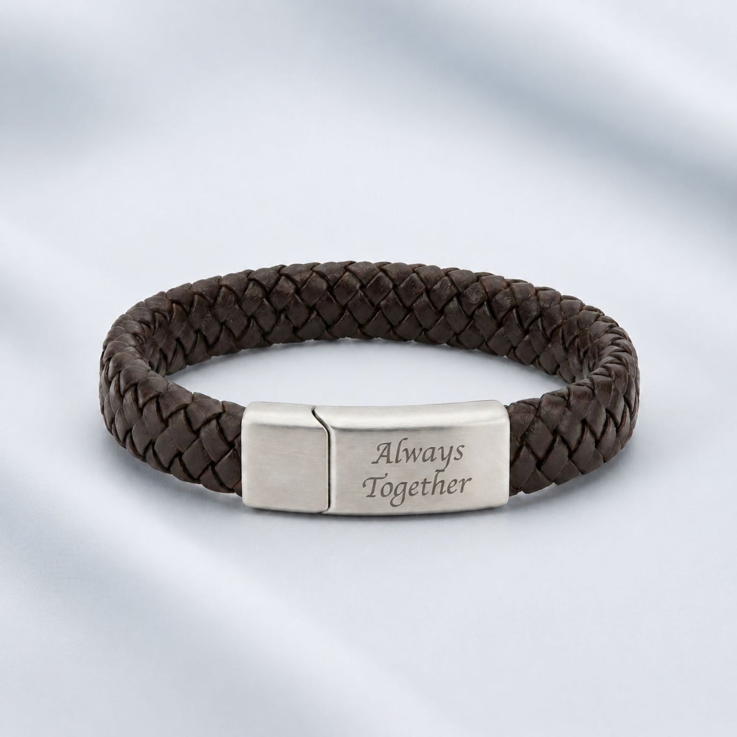 To My Dad - Engraved Braided Leather Bracelet