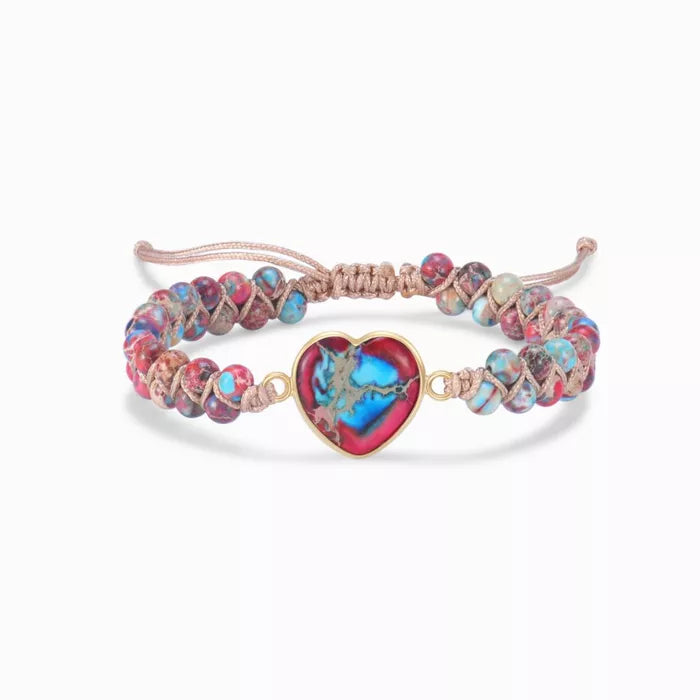 To My Granddaughter Love You Forever - Jasper Heart Bracelet