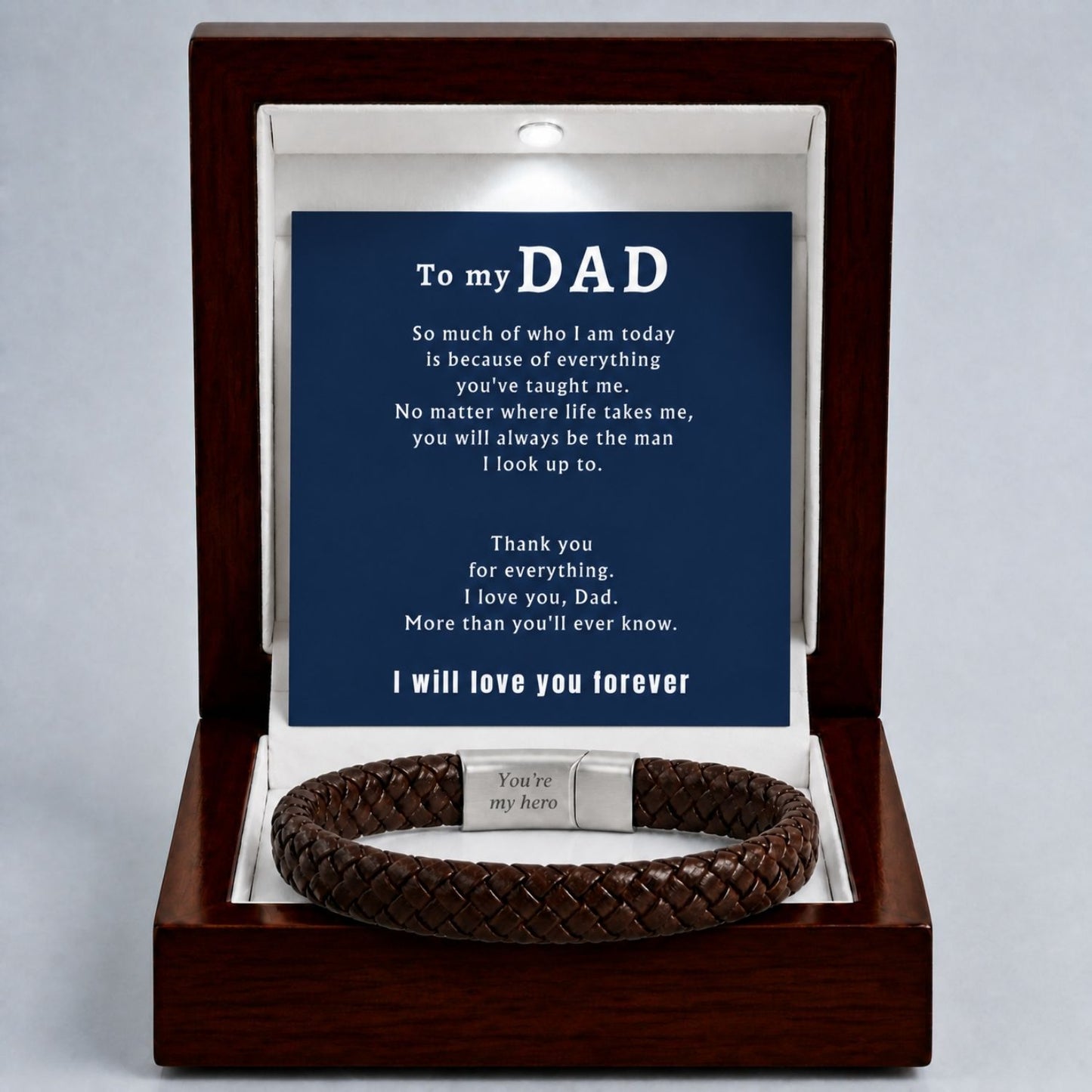 To My Dad - Engraved Braided Leather Bracelet