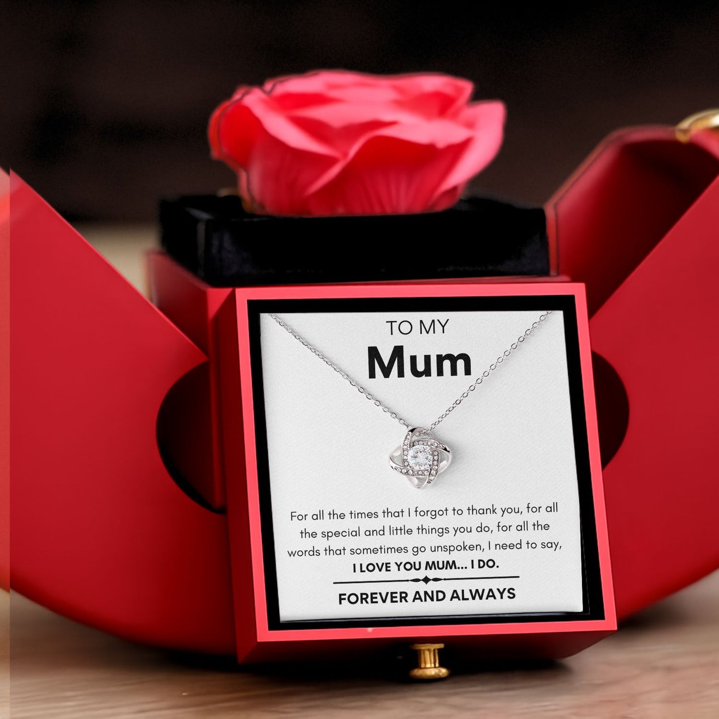 Forever Rose - Loveknot necklace - Mother's day gift