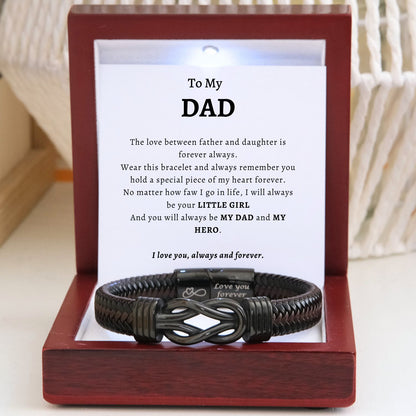 To my Dad - Black Infinity Bracelet - I will always be your little girl