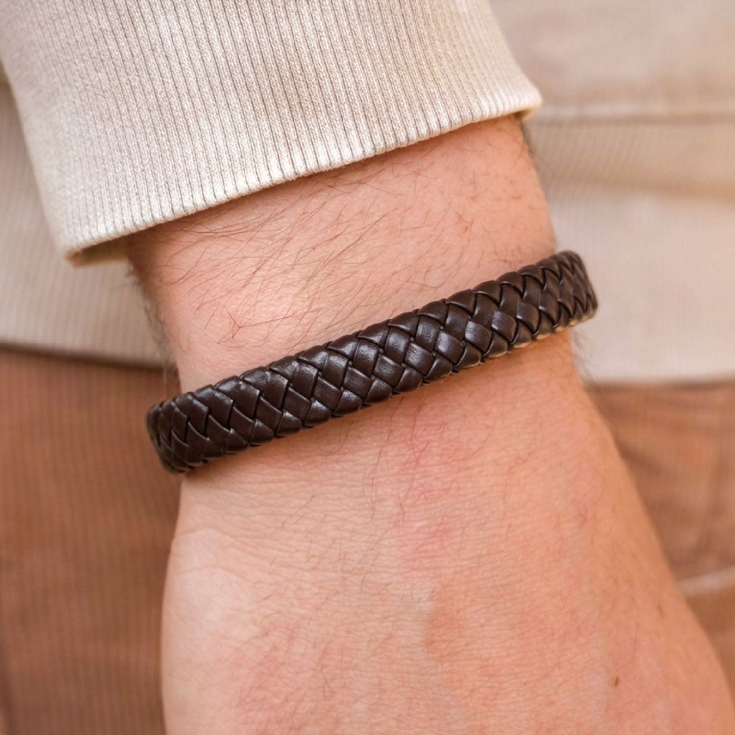 Father's Day braided leather bracelet gift