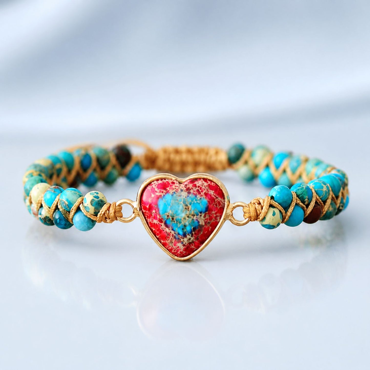 To My Granddaughter Love You Forever - Jasper Heart Bracelet