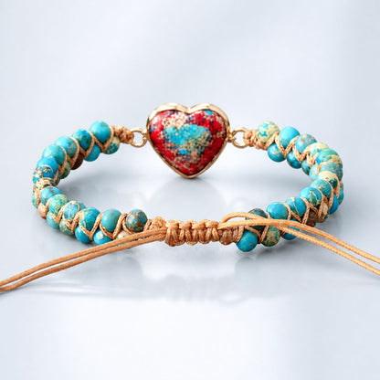 To My Granddaughter Love You Forever - Jasper Heart Bracelet