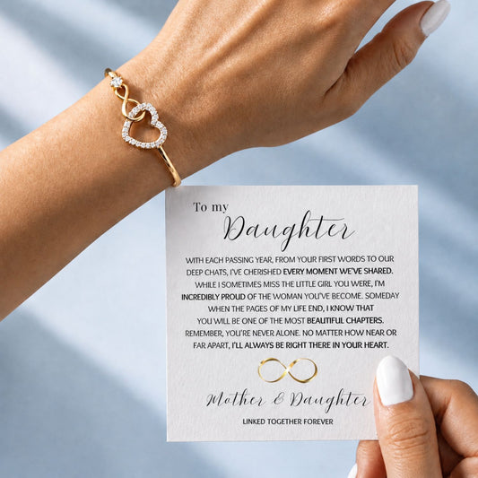 Mother and Daughter -Infinity Heart Bracelet - Linked together forever