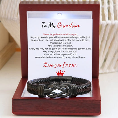 To my Grandson - Black Infinity Bracelet -  Love you forever