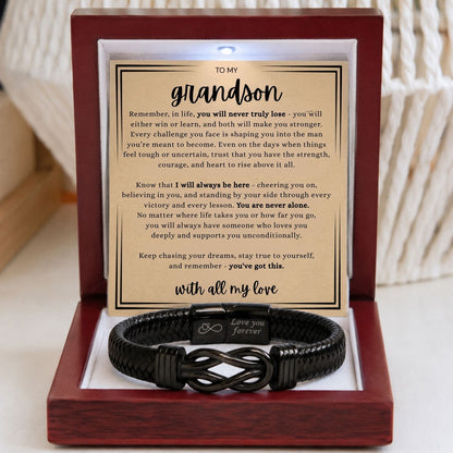 To my Grandson - Black Infinity Bracelet -  With all the love