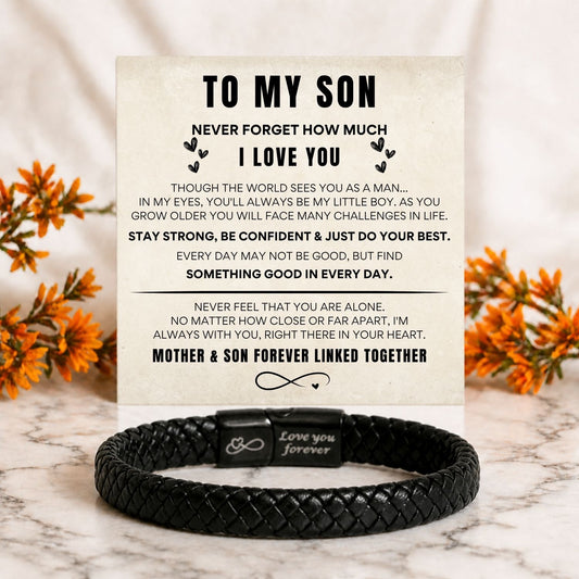 To my Son - Black Braided Bracelet