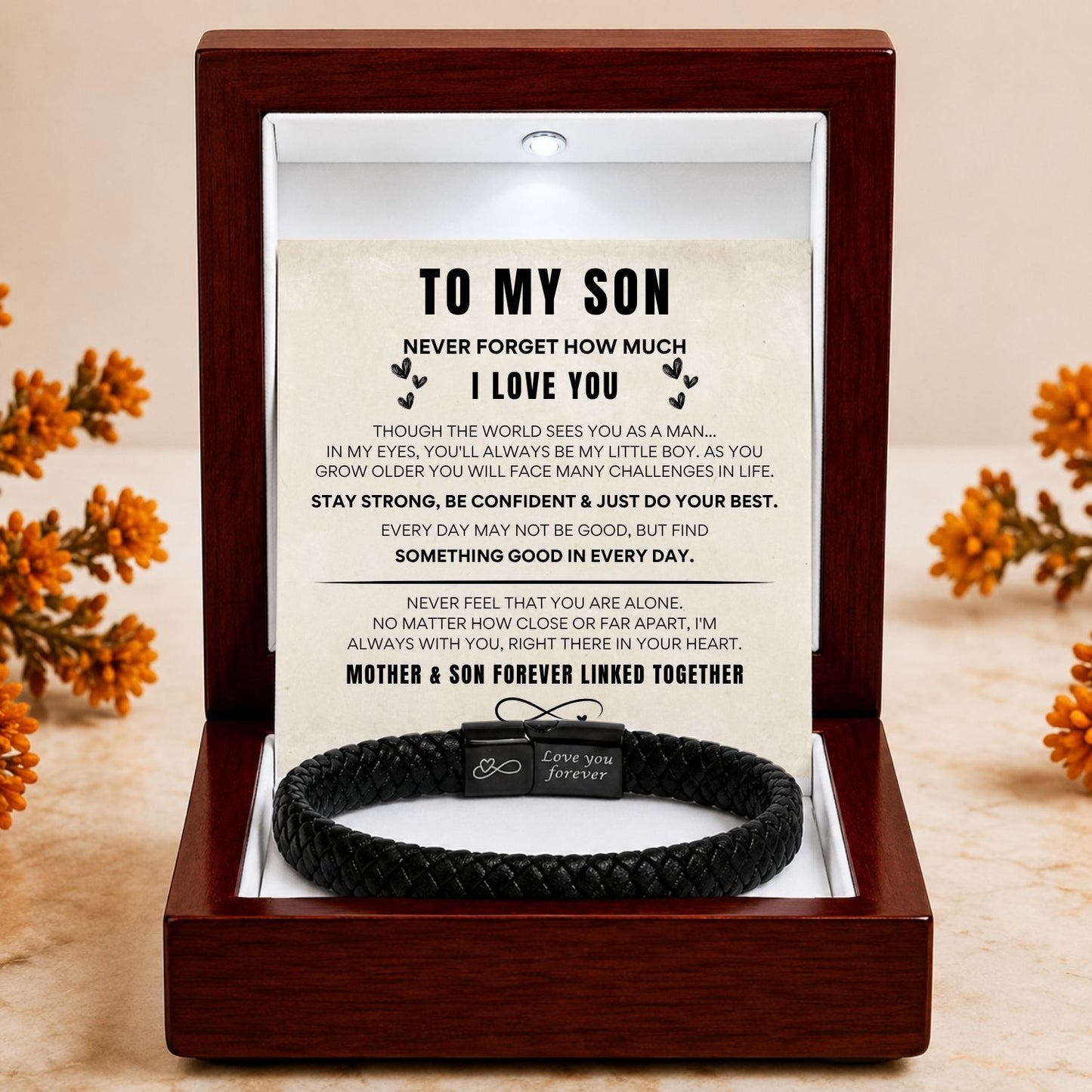 To my Son - Black Braided Bracelet