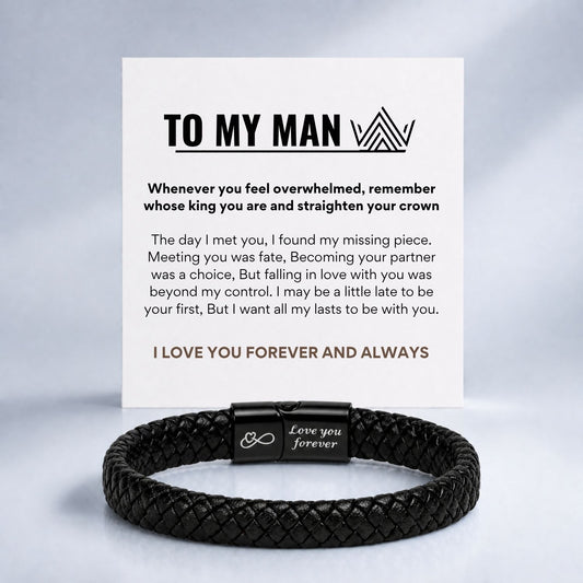 To my Man Black Braided Bracelet