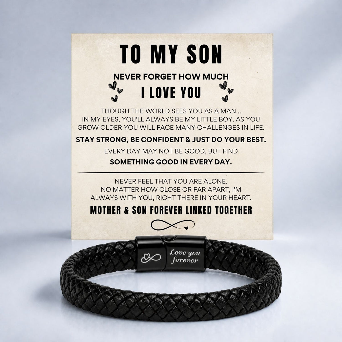 To my Son - Black Braided Bracelet