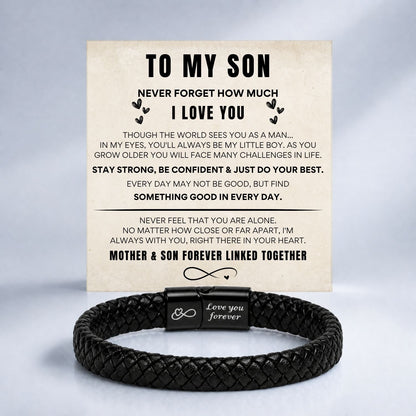 To my Son - Black Braided Bracelet
