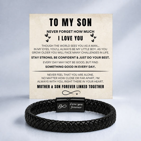 To my Son - Black Braided Bracelet