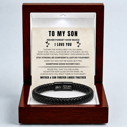 To my Son - Black Braided Bracelet