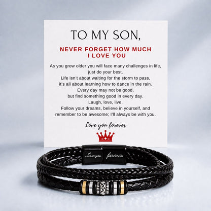 To my son - Black Braided Bead Bracelet