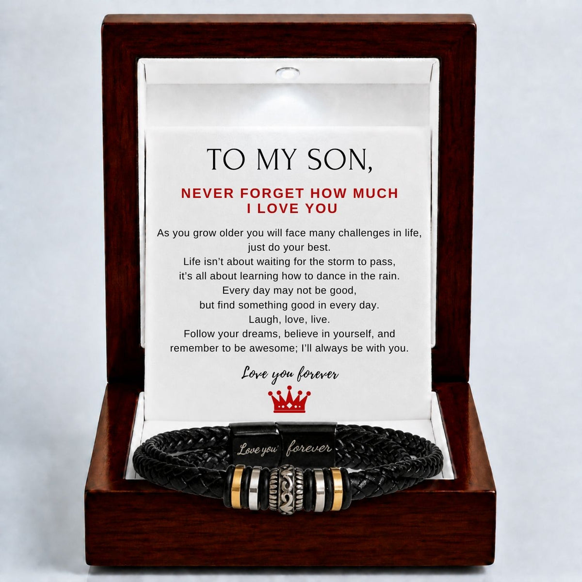 To my son - Black Braided Bead Bracelet