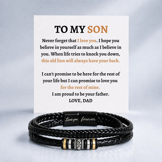 To my son - Black Braided Bead Bracelet