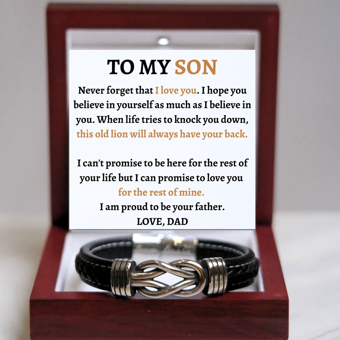 TO MY SON - ALWAYS HAVE YOUR BACK - INFINITY BRACELET