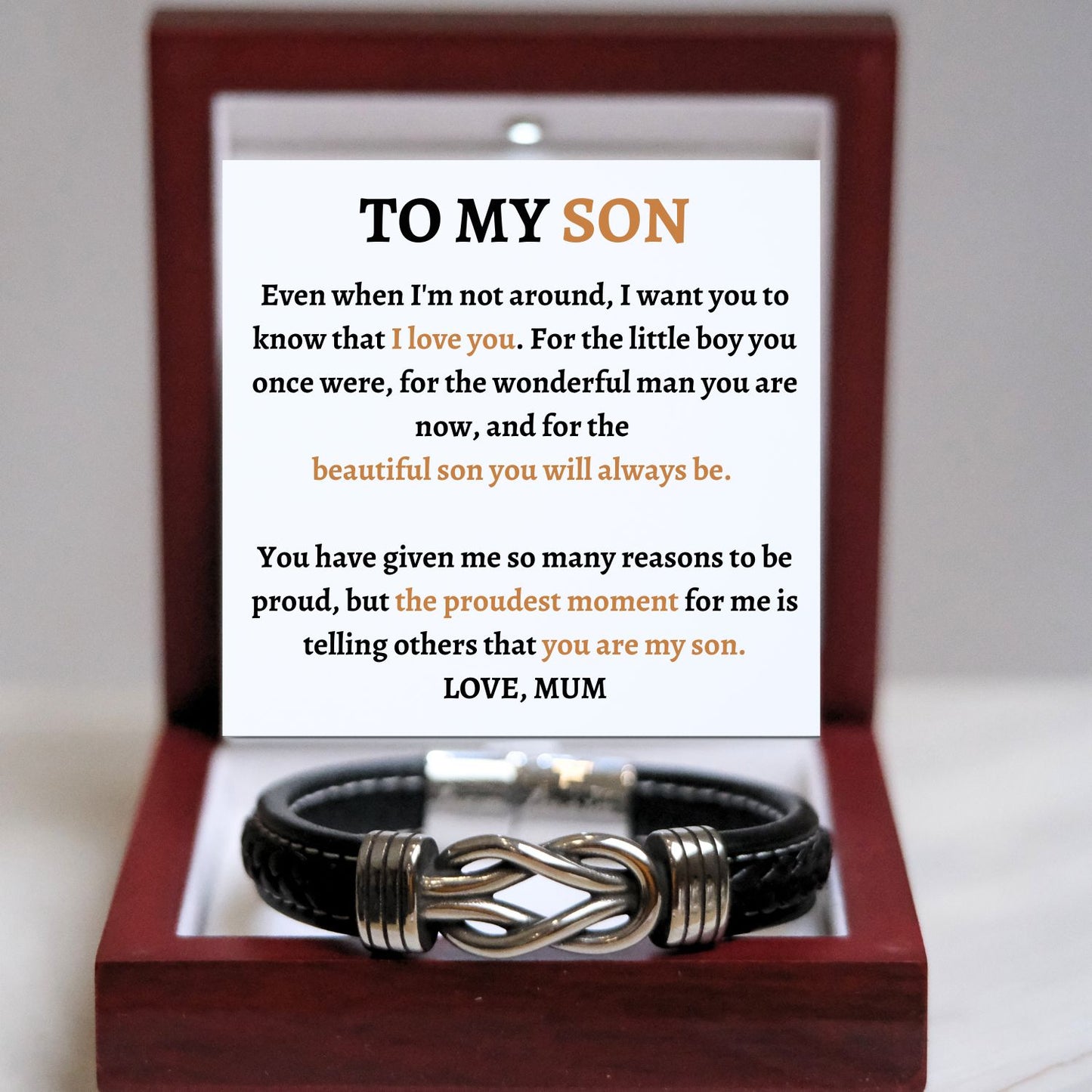 TO MY SON - PROUDEST MOMENT - INFINITY BRACELET