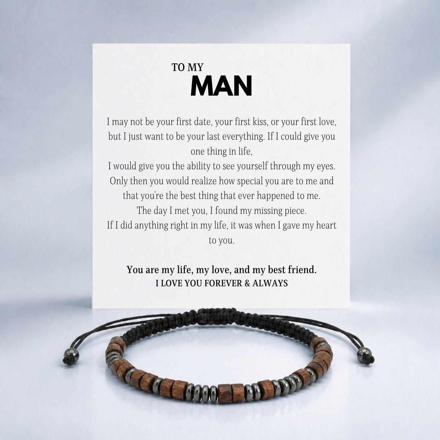 To My Man, I Love You Forever & Always Morse Code Bracelet