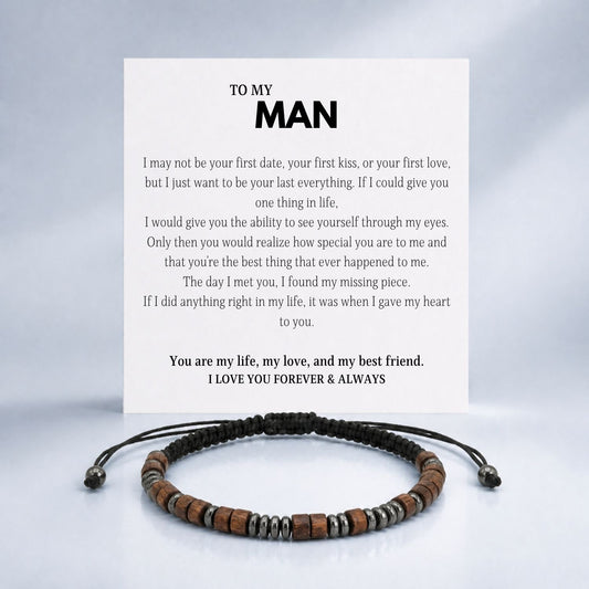 To My Man, I Love You Forever & Always Morse Code Bracelet