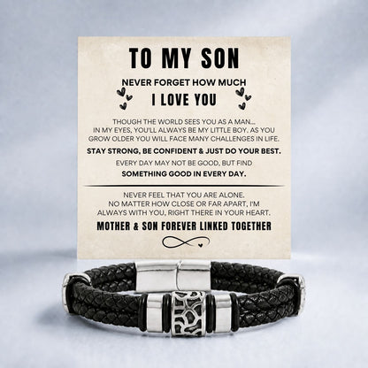 To my son - Black Braided Charm Bracelet