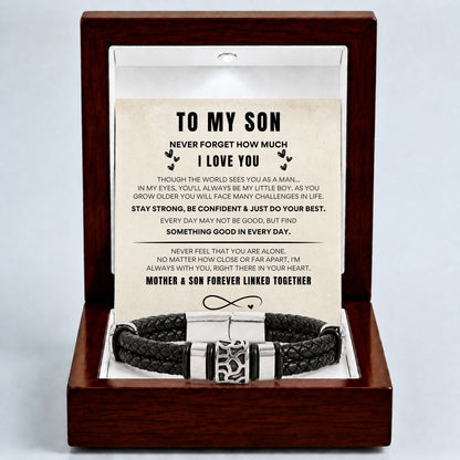 To my son - Black Braided Charm Bracelet