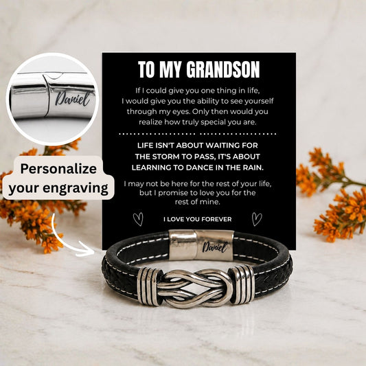 To my Grandson - ENGRAVED INFINITY BRACELET