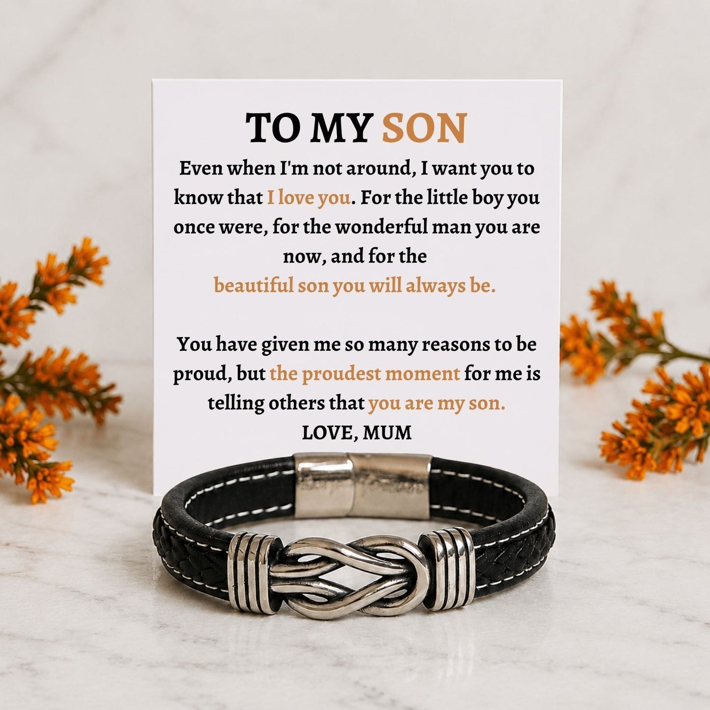 TO MY SON - PROUDEST MOMENT - INFINITY BRACELET