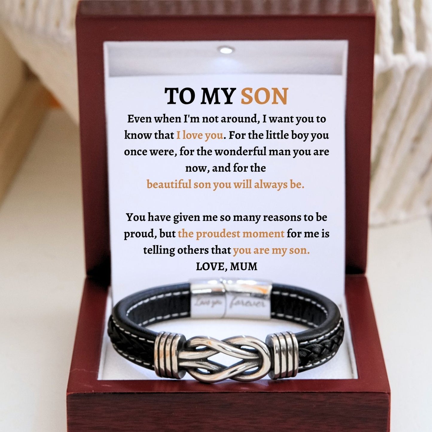 TO MY SON - PROUDEST MOMENT - INFINITY BRACELET