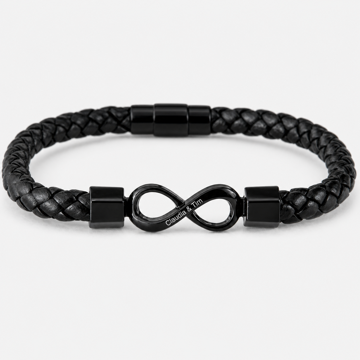 To My Man, Personalized Dual Name Infinity Leather Bracelet