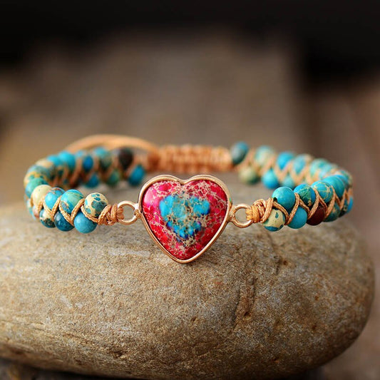 To My Granddaughter Love You Forever - Jasper Heart Bracelet