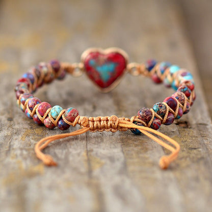 To My Granddaughter Love You Forever - Jasper Heart Bracelet