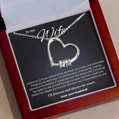 To my Wife -  Love Engraved Personalized Pendant with LED Box