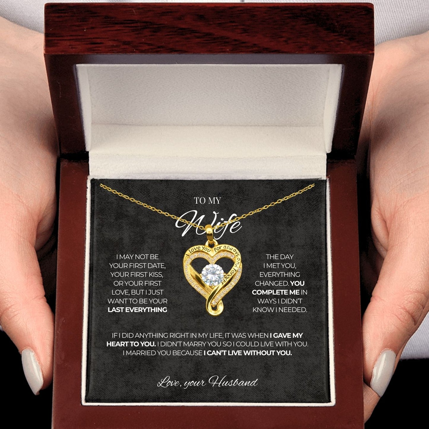 Heart necklace - To my Wife - Love, your Husband