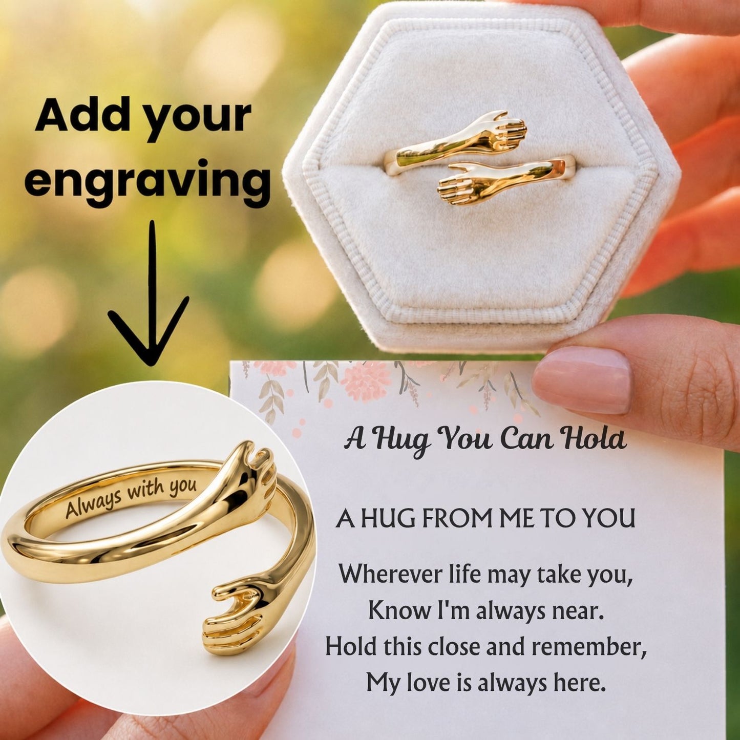 The Hug Ring Engraved - A Hug You Can Hold