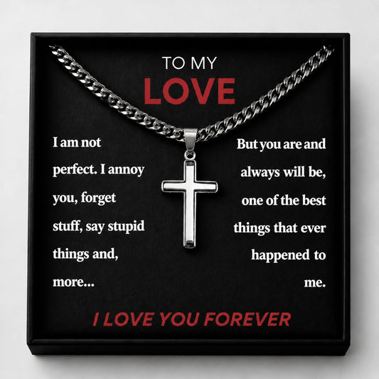 To My Love - Engraved Silver Cross Necklace