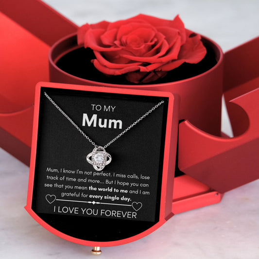 Eternal Rose Box - Loveknot necklace - Mother's day gift