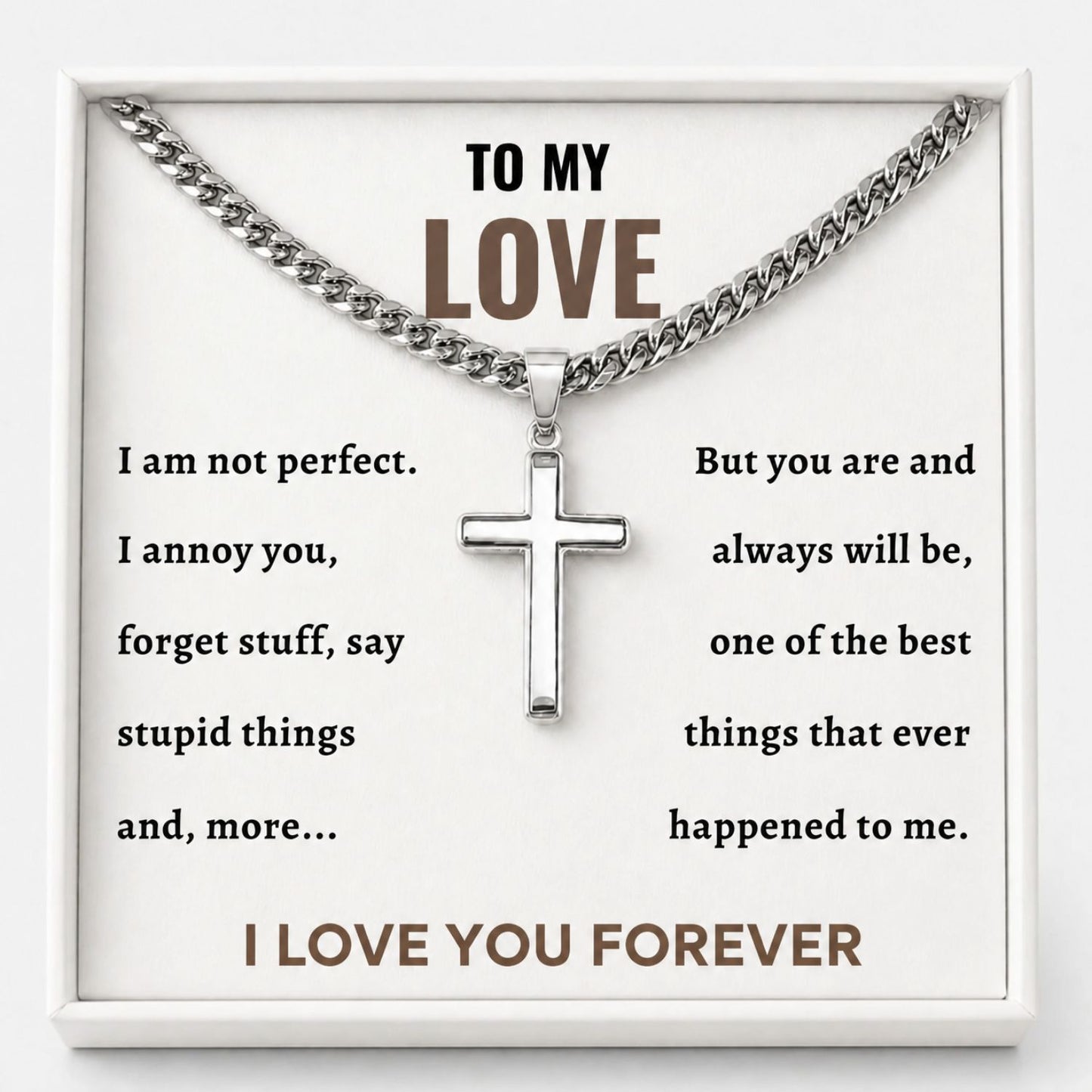 To My Love - Silver Cross Necklace