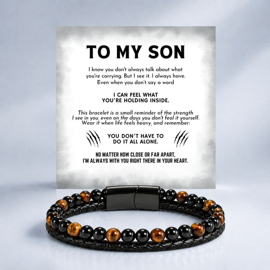 To my Son -  Tiger Eye Bracelet - I'm always with you